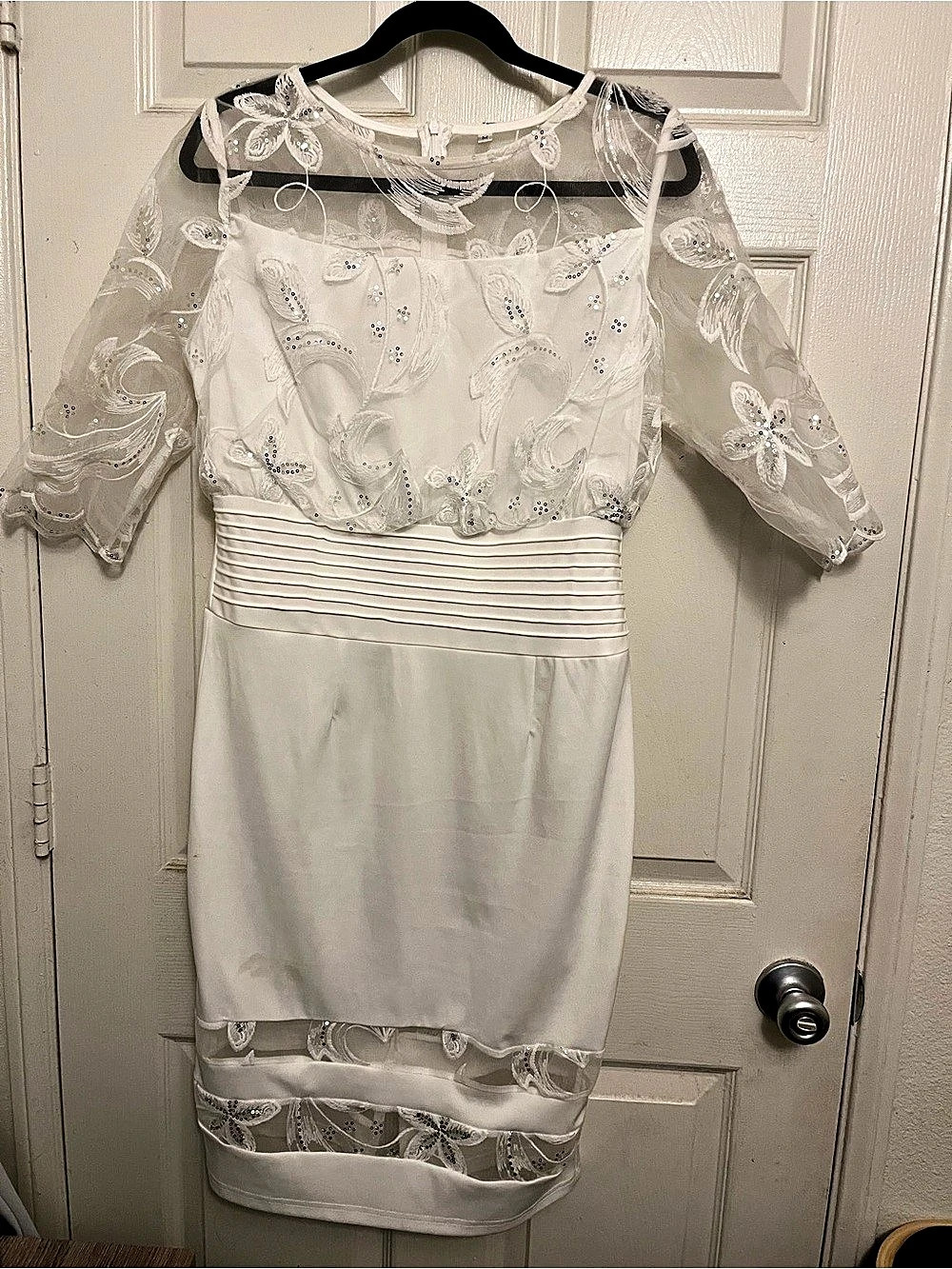 Floral Lace Mini Dress White Medium